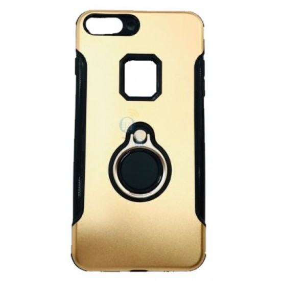 CAPA DE SILICONE COM METAL E ANEL DE DEDO APPLE IPHONE 8 DOURADO